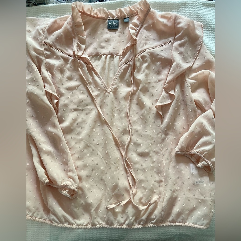 Soho Jeans (NY&C) baby pink blouse sheer size L